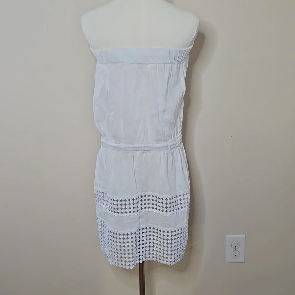 Vineyard Vines 100% Linen Swim Cover Up Size Small Strapless Tubetop with Eyelet